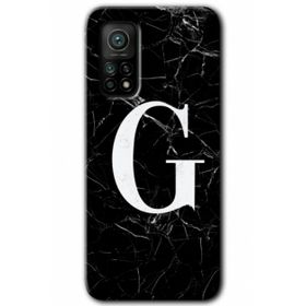 Gramaphone Mi 10T Pro Hd Desen Baskılı Arka Kapak Siyah Mermer Desenli G Harfi Kılıf
