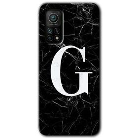 Gramaphone Mi 10T Pro Hd Desen Baskılı Arka Kapak Siyah Mermer Desenli G Harfi Kılıf