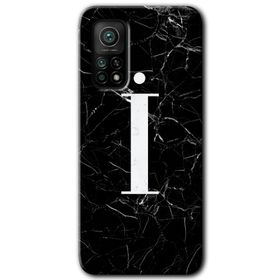 Gramaphone Mi 10T Pro Hd Desen Baskılı Arka Kapak Siyah Mermer Desenli İ Harfi Kılıf