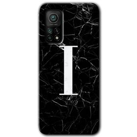 Gramaphone Mi 10T Pro Hd Desen Baskılı Arka Kapak Siyah Mermer Desenli İ Harfi Kılıf