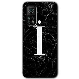 Gramaphone Mi 10T Pro Hd Desen Baskılı Arka Kapak Siyah Mermer Desenli İ Harfi Kılıf