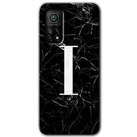 Gramaphone Mi 10T Pro Hd Desen Baskılı Arka Kapak Siyah Mermer Desenli İ Harfi Kılıf