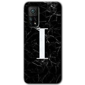 Gramaphone Mi 10T Pro Hd Desen Baskılı Arka Kapak Siyah Mermer Desenli İ Harfi Kılıf