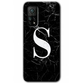 Gramaphone Mi 10T Pro Hd Desen Baskılı Arka Kapak Siyah Mermer Desenli S Harfi Kılıf