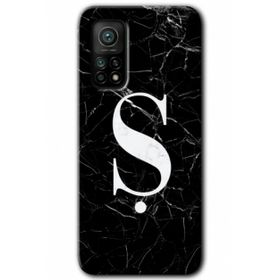 Gramaphone Mi 10T Pro Hd Desen Baskılı Arka Kapak Siyah Mermer Desenli S Harfi Kılıf