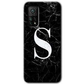 Gramaphone Mi 10T Pro Hd Desen Baskılı Arka Kapak Siyah Mermer Desenli S Harfi Kılıf