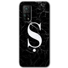 Gramaphone Mi 10T Pro Hd Desen Baskılı Arka Kapak Siyah Mermer Desenli S Harfi Kılıf