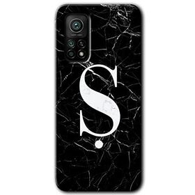 Gramaphone Mi 10T Pro Hd Desen Baskılı Arka Kapak Siyah Mermer Desenli S Harfi Kılıf