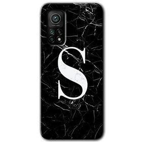 Gramaphone Mi 10T Pro Hd Desen Baskılı Arka Kapak Siyah Mermer Desenli S Harfi Kılıf