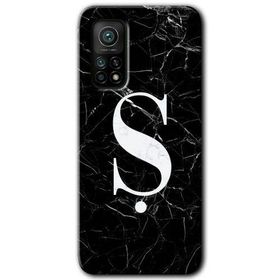 Gramaphone Mi 10T Pro Hd Desen Baskılı Arka Kapak Siyah Mermer Desenli S Harfi Kılıf