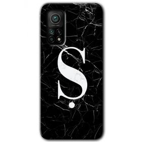 Gramaphone Mi 10T Pro Hd Desen Baskılı Arka Kapak Siyah Mermer Desenli S Harfi Kılıf