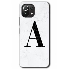Gramaphone Mi 11 Lite Hd Desen Baskılı Arka Kapak Beyaz Mermer Desenli A Harfi Kılıf