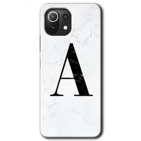 Gramaphone Mi 11 Lite Hd Desen Baskılı Arka Kapak Beyaz Mermer Desenli A Harfi Kılıf