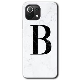 Gramaphone Mi 11 Lite Hd Desen Baskılı Arka Kapak Beyaz Mermer Desenli B Harfi Kılıf