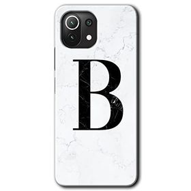 Gramaphone Mi 11 Lite Hd Desen Baskılı Arka Kapak Beyaz Mermer Desenli B Harfi Kılıf