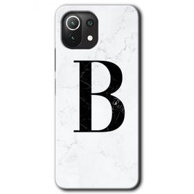 Gramaphone Mi 11 Lite Hd Desen Baskılı Arka Kapak Beyaz Mermer Desenli B Harfi Kılıf