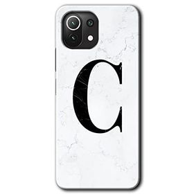 Gramaphone Mi 11 Lite Hd Desen Baskılı Arka Kapak Beyaz Mermer Desenli C Harfi Kılıf