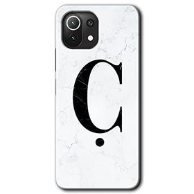 Gramaphone Mi 11 Lite Hd Desen Baskılı Arka Kapak Beyaz Mermer Desenli C Harfi Kılıf