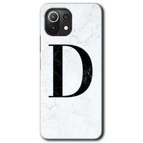 Gramaphone Mi 11 Lite Hd Desen Baskılı Arka Kapak Beyaz Mermer Desenli D Harfi Kılıf