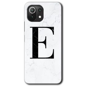Gramaphone Mi 11 Lite Hd Desen Baskılı Arka Kapak Beyaz Mermer Desenli E Harfi Kılıf