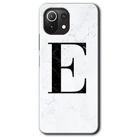 Gramaphone Mi 11 Lite Hd Desen Baskılı Arka Kapak Beyaz Mermer Desenli E Harfi Kılıf