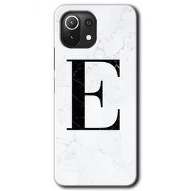 Gramaphone Mi 11 Lite Hd Desen Baskılı Arka Kapak Beyaz Mermer Desenli E Harfi Kılıf