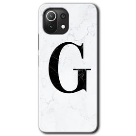 Gramaphone Mi 11 Lite Hd Desen Baskılı Arka Kapak Beyaz Mermer Desenli G Harfi Kılıf