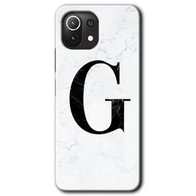 Gramaphone Mi 11 Lite Hd Desen Baskılı Arka Kapak Beyaz Mermer Desenli G Harfi Kılıf