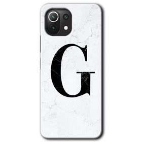 Gramaphone Mi 11 Lite Hd Desen Baskılı Arka Kapak Beyaz Mermer Desenli G Harfi Kılıf