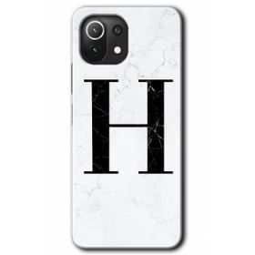 Gramaphone Mi 11 Lite Hd Desen Baskılı Arka Kapak Beyaz Mermer Desenli H Harfi Kılıf