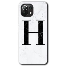 Gramaphone Mi 11 Lite Hd Desen Baskılı Arka Kapak Beyaz Mermer Desenli H Harfi Kılıf