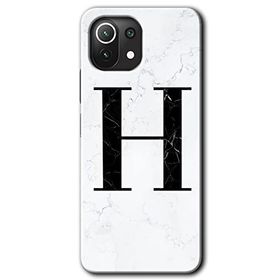 Gramaphone Mi 11 Lite Hd Desen Baskılı Arka Kapak Beyaz Mermer Desenli H Harfi Kılıf