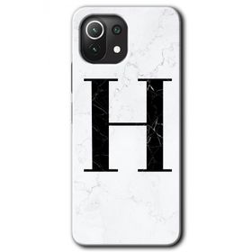 Gramaphone Mi 11 Lite Hd Desen Baskılı Arka Kapak Beyaz Mermer Desenli H Harfi Kılıf