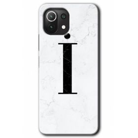 Gramaphone Mi 11 Lite Hd Desen Baskılı Arka Kapak Beyaz Mermer Desenli İ Harfi Kılıf