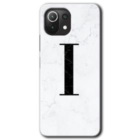 Gramaphone Mi 11 Lite Hd Desen Baskılı Arka Kapak Beyaz Mermer Desenli İ Harfi Kılıf