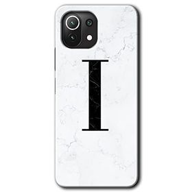 Gramaphone Mi 11 Lite Hd Desen Baskılı Arka Kapak Beyaz Mermer Desenli İ Harfi Kılıf