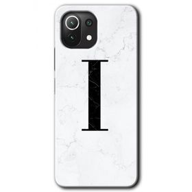 Gramaphone Mi 11 Lite Hd Desen Baskılı Arka Kapak Beyaz Mermer Desenli İ Harfi Kılıf