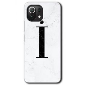 Gramaphone Mi 11 Lite Hd Desen Baskılı Arka Kapak Beyaz Mermer Desenli İ Harfi Kılıf