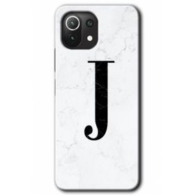 Gramaphone Mi 11 Lite Hd Desen Baskılı Arka Kapak Beyaz Mermer Desenli J Harfi Kılıf