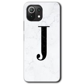 Gramaphone Mi 11 Lite Hd Desen Baskılı Arka Kapak Beyaz Mermer Desenli J Harfi Kılıf