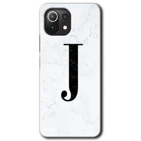 Gramaphone Mi 11 Lite Hd Desen Baskılı Arka Kapak Beyaz Mermer Desenli J Harfi Kılıf