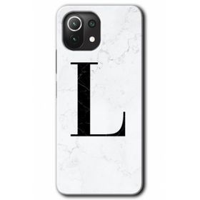 Gramaphone Mi 11 Lite Hd Desen Baskılı Arka Kapak Beyaz Mermer Desenli L Harfi Kılıf