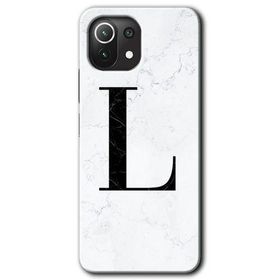 Gramaphone Mi 11 Lite Hd Desen Baskılı Arka Kapak Beyaz Mermer Desenli L Harfi Kılıf