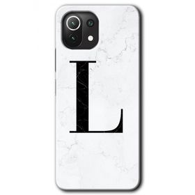 Gramaphone Mi 11 Lite Hd Desen Baskılı Arka Kapak Beyaz Mermer Desenli L Harfi Kılıf