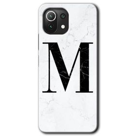 Gramaphone Mi 11 Lite Hd Desen Baskılı Arka Kapak Beyaz Mermer Desenli M Harfi Kılıf