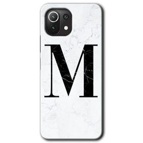 Gramaphone Mi 11 Lite Hd Desen Baskılı Arka Kapak Beyaz Mermer Desenli M Harfi Kılıf