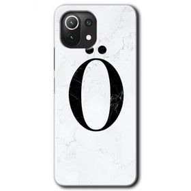Gramaphone Mi 11 Lite Hd Desen Baskılı Arka Kapak Beyaz Mermer Desenli O Harfi Kılıf