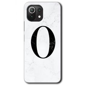 Gramaphone Mi 11 Lite Hd Desen Baskılı Arka Kapak Beyaz Mermer Desenli O Harfi Kılıf