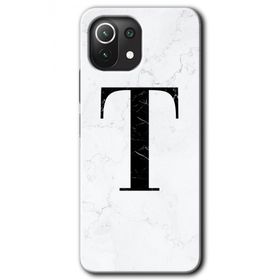 Gramaphone Mi 11 Lite Hd Desen Baskılı Arka Kapak Beyaz Mermer Desenli T Harfi Kılıf