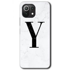 Gramaphone Mi 11 Lite Hd Desen Baskılı Arka Kapak Beyaz Mermer Desenli Y Harfi Kılıf